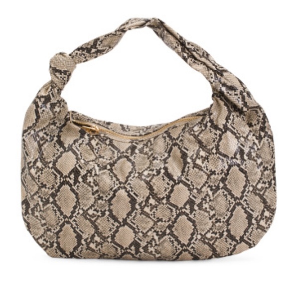 Snakeskin design large shoulder bag with top knot!! Gorgeous!!!! - Picture 1 of 5
